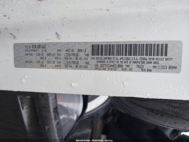 3C6TRVDG4HE519800 RAM Promaster 2500 High Roof 159 Wb