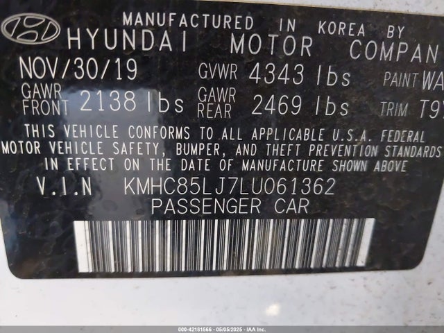 Hyundai hmc battery 2020 KMHC85LJ7LU061362 Image 9