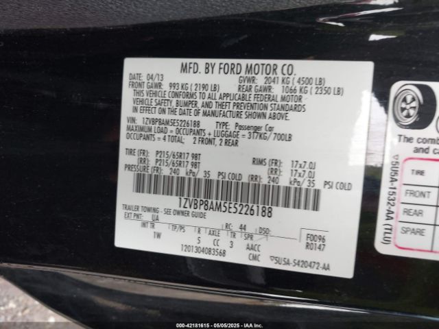 1ZVBP8AM5E5226188 Ford Mustang V6