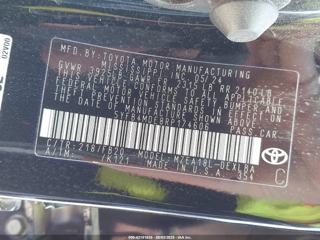 5YFB4MDE8RP174606 Toyota COROLLA LE