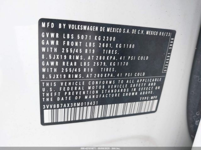 2024 VOLKSWAGEN TIGUAN 3VV8B7AX3RM019431 Photo 8