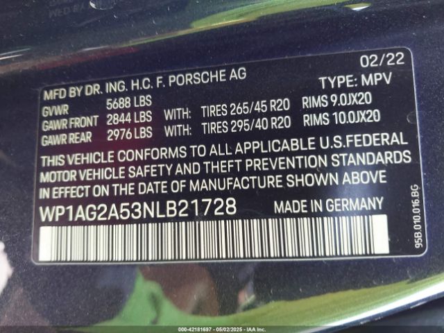 2022 PORSCHE MACAN WP1AG2A53NLB21728 Photo 8