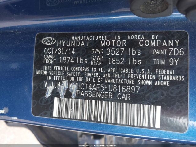 KMHCT4AE5FU816897 Hyundai ACCENT GLS