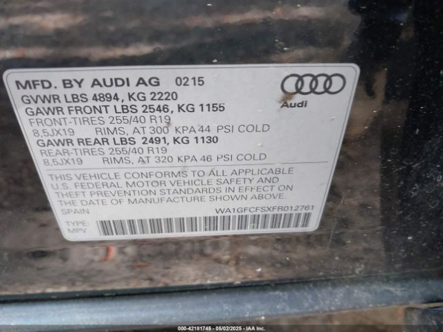 WA1GFCFSXFR012761 Audi Q3 2.0t Premium Plus