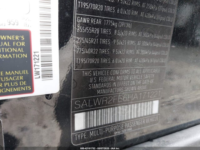 SALWR2FE6HA171221 Land Rover s/c lev2 ulev