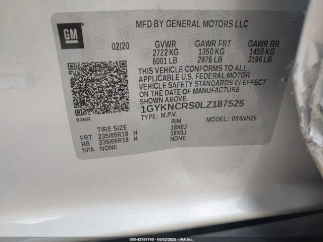 2020 CADILLAC XT5 1GYKNCRS0LZ187525 Photo 8