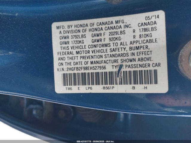 2HGFB2F98EH527956 Honda Civic Ex-l