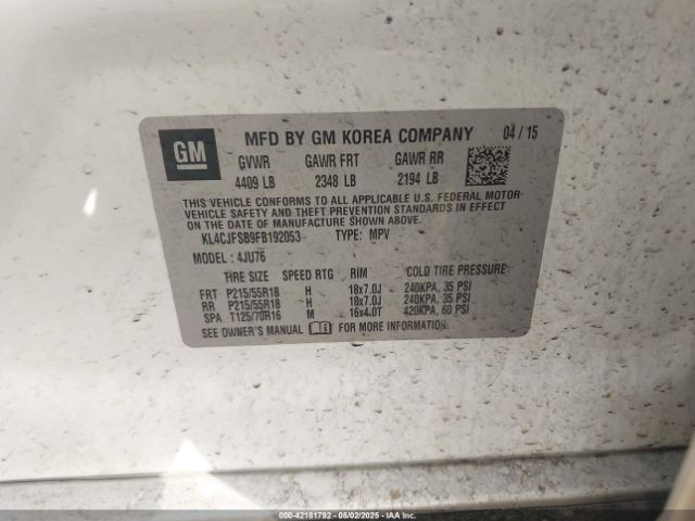 KL4CJFSB9FB192053 Buick Encore Convenience