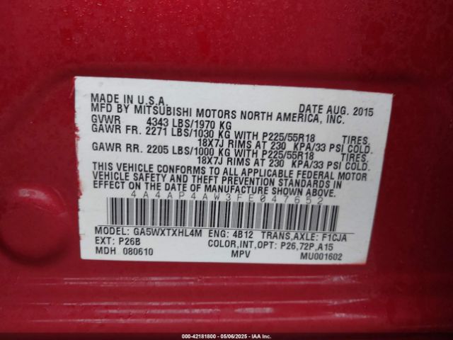 2015 MITSUBISHI OUTLANDER SPORT 4A4AP4AW3FE047652 Photo 8