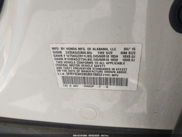 5FRYD3H28GB018853 Acura Mdx Acurawatch Plus Package