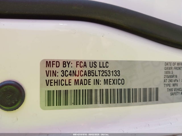 3C4NJCAB5LT253133 Jeep Compass Sport Fwd
