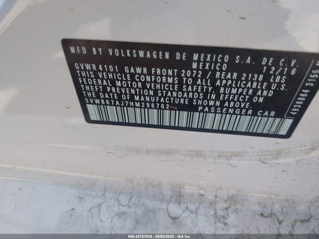 3VWB67AJ7HM296762 Volkswagen Jetta 1.4t Se
