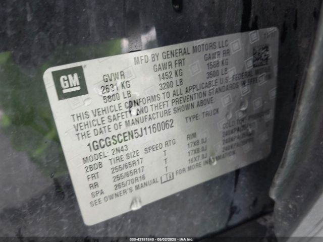 1GCGSCEN5J1160062 Chevrolet Colorado Lt