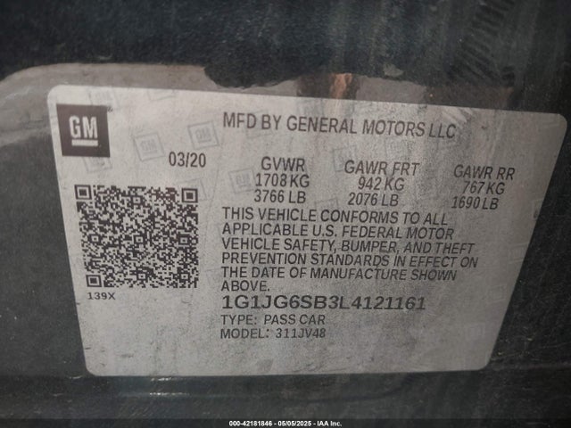 1G1JG6SB3L4121161 Chevrolet Sonic Fwd  1fl 5-door