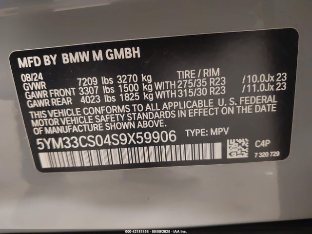 2025 BMW XM 5YM33CS04S9X59906 Photo 8