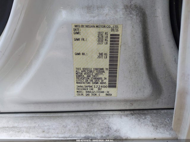 1N4AL3AP9HC122400 Nissan Altima 2.5 S