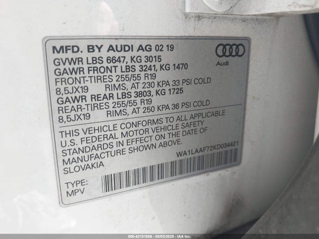 2019 AUDI Q7 WA1LAAF72KD034421 Photo 8