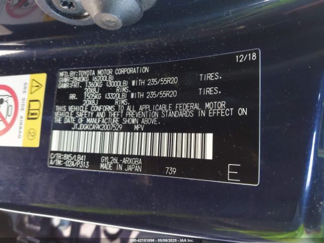 JTJDGKCA9K2007529 Lexus Rx 450hl Premium