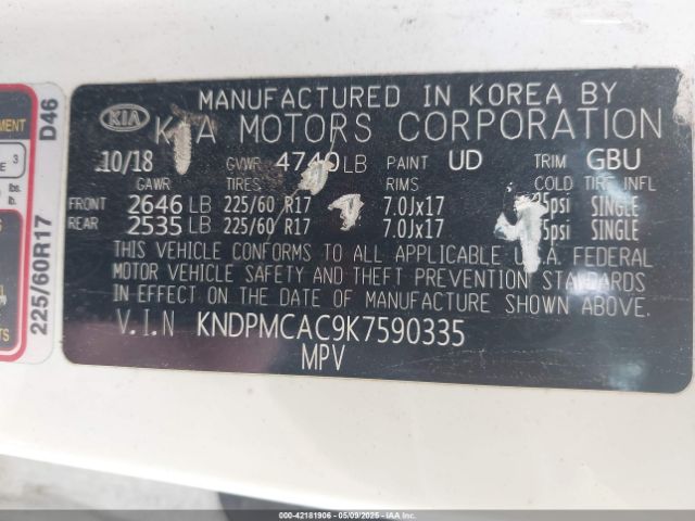 KNDPMCAC9K7590335 KIA Sportage Lx