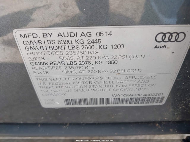 2015 AUDI Q5 WA1CFAFPXFA002261 Photo 8