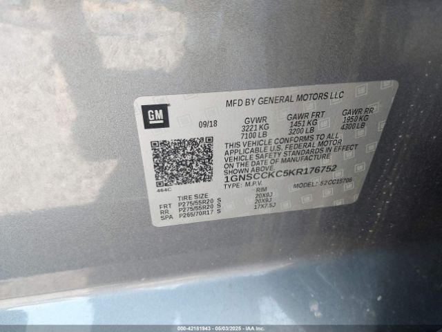 2019 CHEVROLET TAHOE 1GNSCCKC5KR176752 Photo 8