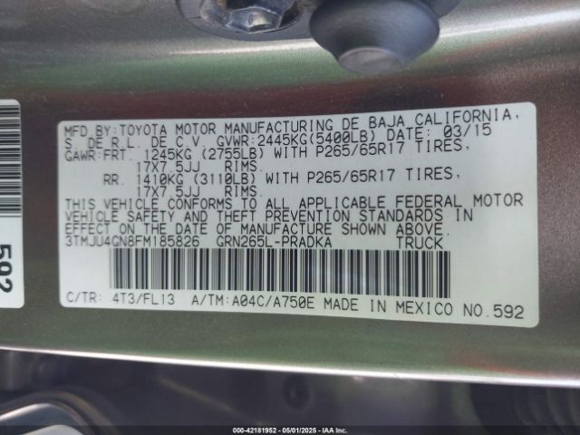 3TMJU4GN8FM185826 Toyota Tacoma Double Cab Prerunner