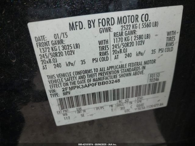 2FMPK3AP0FBB03248 Ford Edge