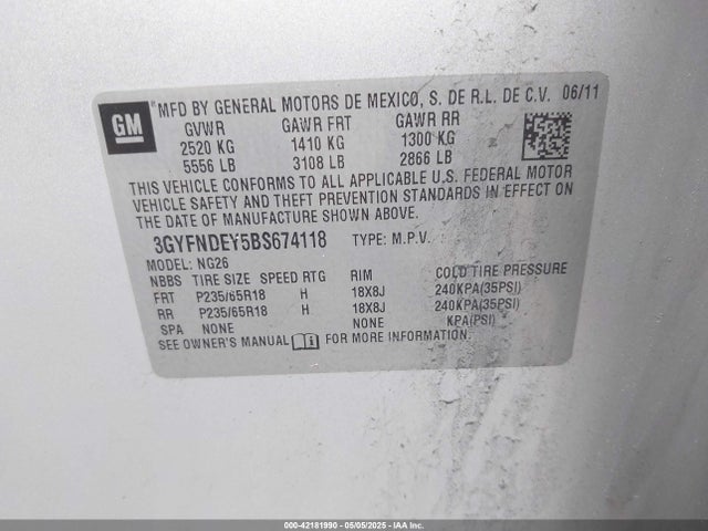 2011 CADILLAC SRX 3GYFNDEY5BS674118 Photo 8