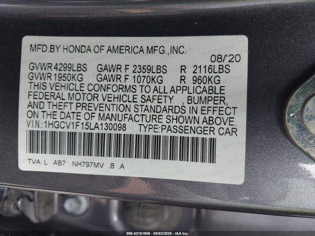 1HGCV1F15LA130098 Honda ACCORD LX