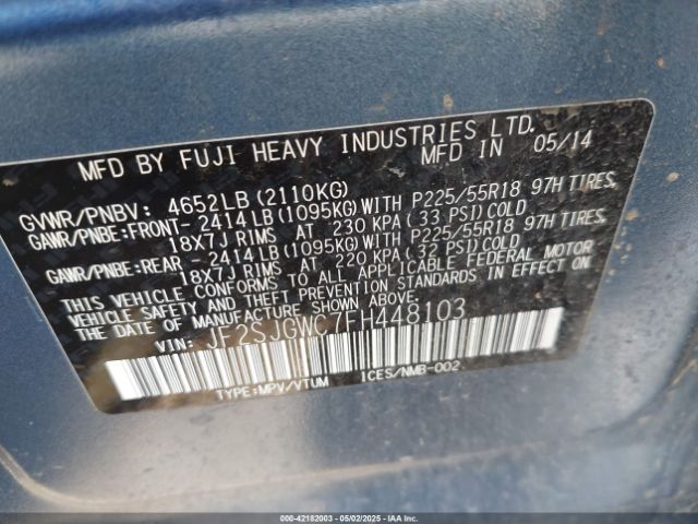 JF2SJGWC7FH448103 Subaru 2.0l turbo u4