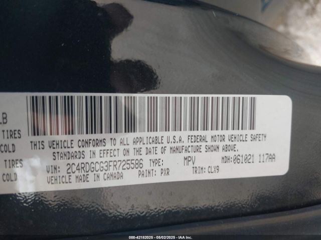 2C4RDGCG3FR725586 Dodge Grand Caravan Sxt Plus