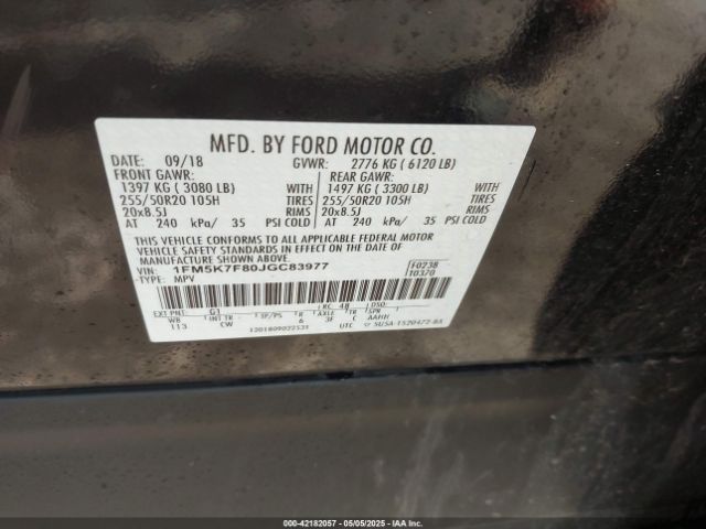 2018 FORD EXPLORER 1FM5K7F80JGC83977 Photo 8