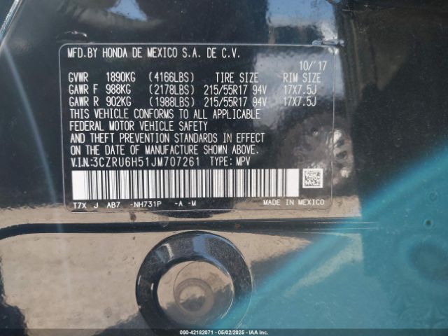 3CZRU6H51JM707261 Honda HR-V EX