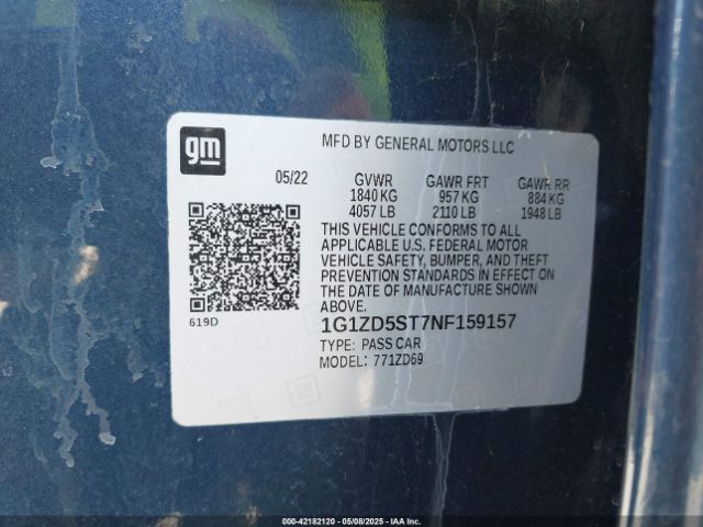 1G1ZD5ST7NF159157 Chevrolet lfv - direct injection, variable valve timing, gen 1 gmna