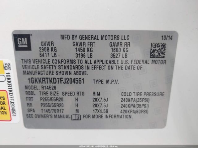 1GKKRTKD7FJ204561 GMC Acadia Denali