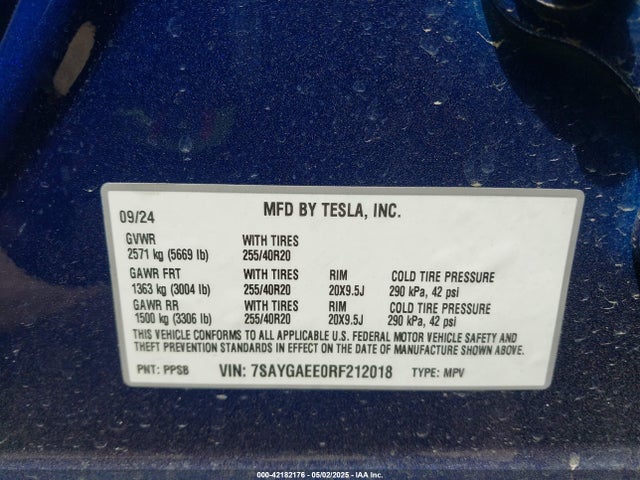 2024 TESLA MODEL Y 7SAYGAEE0RF212018 Photo 8
