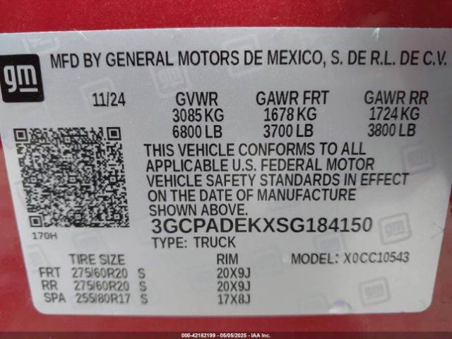 3GCPADEKXSG184150 Chevrolet l3b