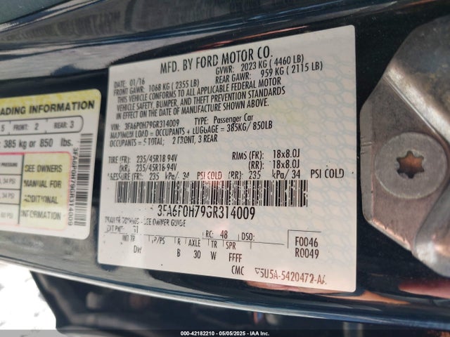 3FA6P0H79GR314009 Ford FUSION SE