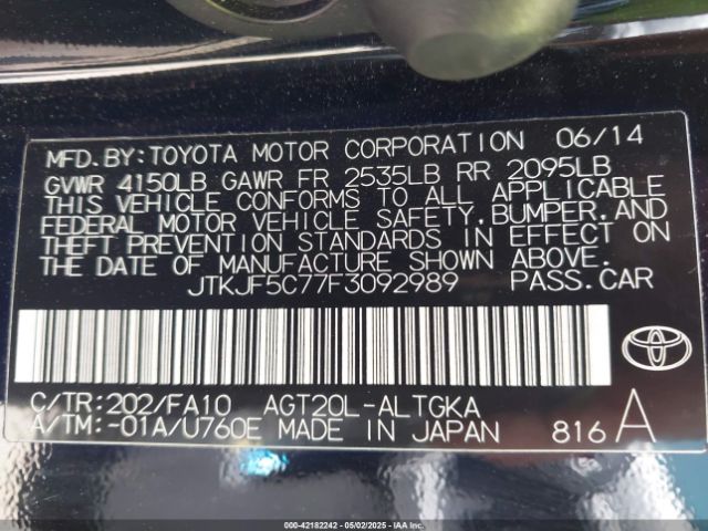 JTKJF5C77F3092989 Scion TC