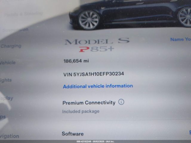 2014 TESLA MODEL S 5YJSA1H10EFP30234 Photo 6