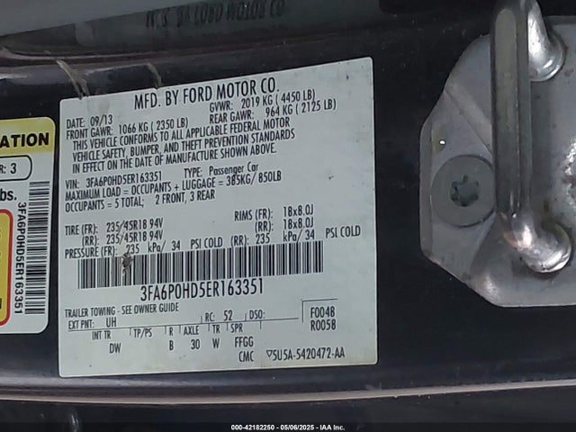 3FA6P0HD5ER163351 Ford FUSION SE