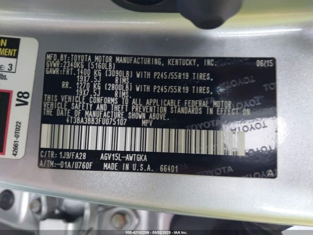 4T3BA3BB3FU075107 Toyota VENZA LE
