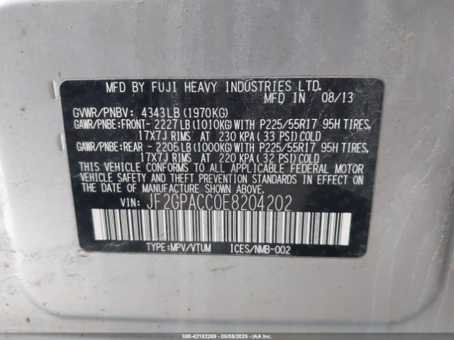 2014 SUBARU XV CROSSTREK JF2GPACC0E8204202 Photo 8