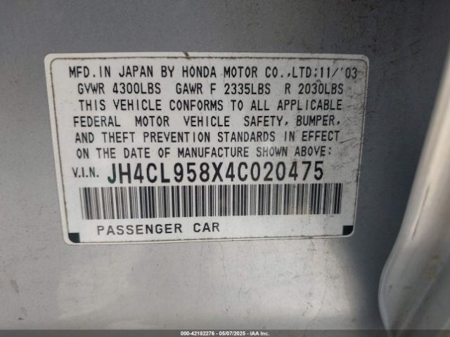 2004 ACURA TSX JH4CL958X4C020475 Photo 8
