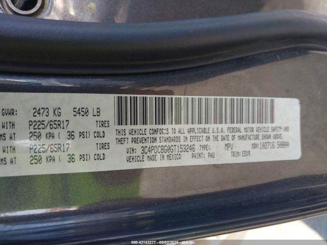 3C4PDCBG0GT153246 Dodge Journey Sxt