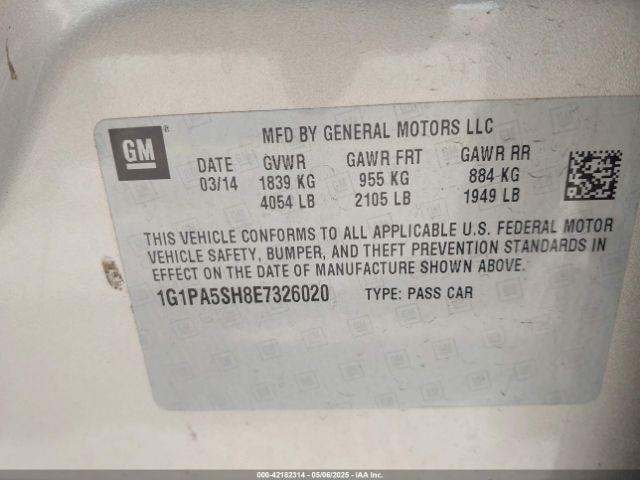1G1PA5SH8E7326020 Chevrolet Cruze Ls Auto