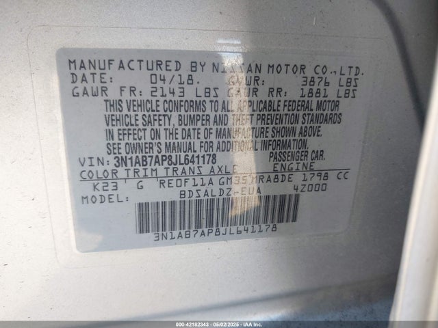 3N1AB7AP8JL641178 Nissan 2018