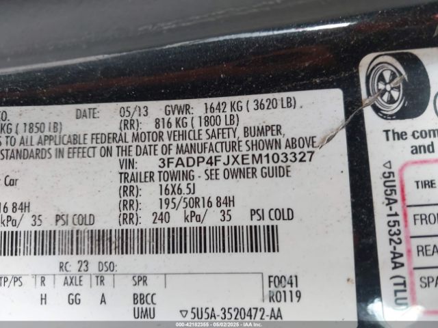 3FADP4FJXEM103327 Ford Fiesta Titanium