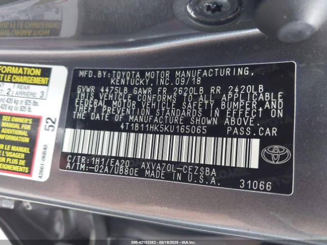 4T1B11HK5KU165065 Toyota a25a-fks
