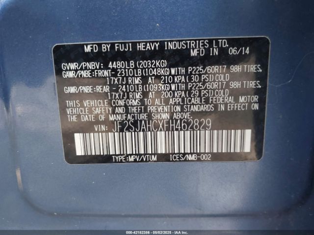 JF2SJAHCXFH462829 Subaru Forester 2.5i Limited